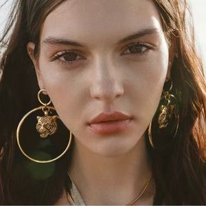 Zara Gold Tiger Hoop Earrings